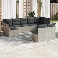 Set Divano da Giardino 9pz con Cuscini Grigio Chiaro Polyrattan 3249991