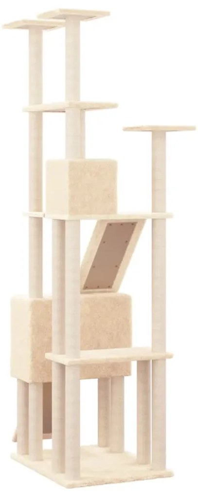 Albero per gatti con tiragraffi in sisal crema 190 cm