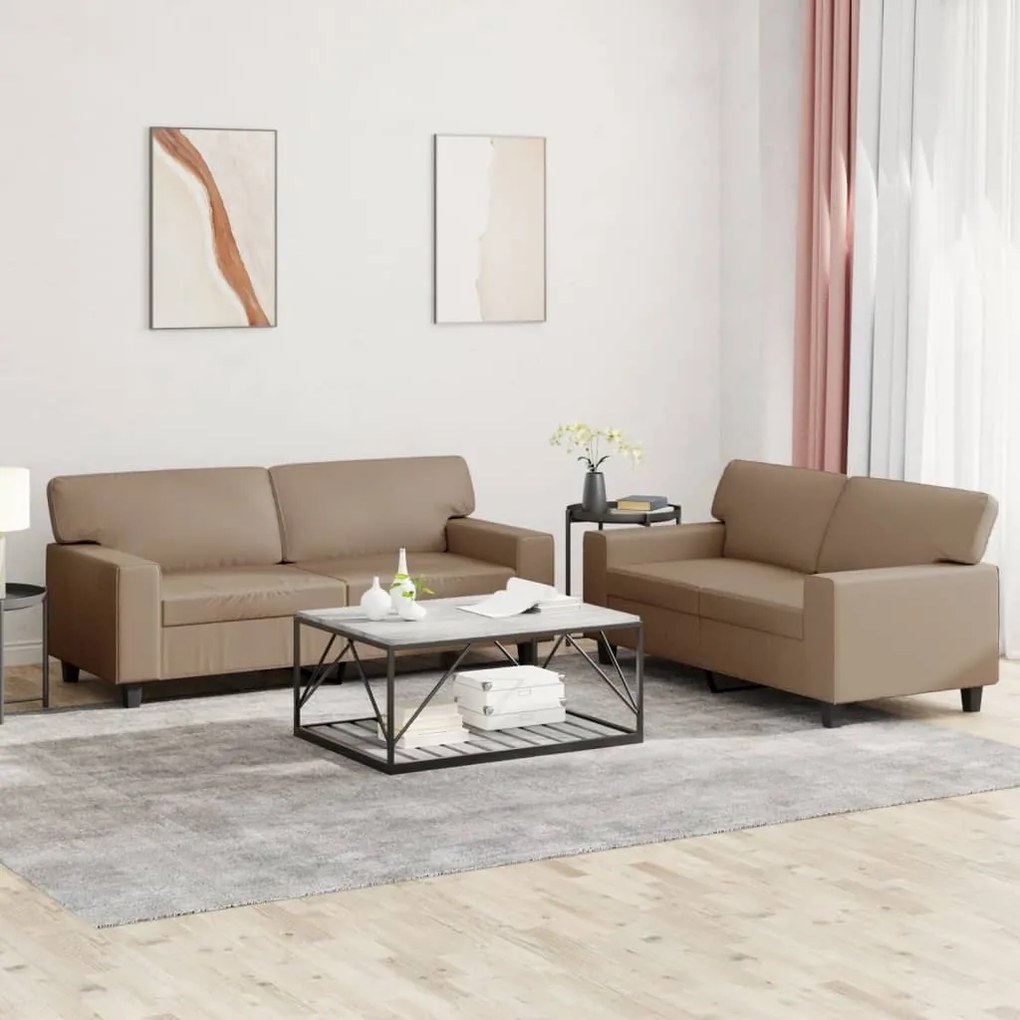 Set Di Divani 2 Pz Cappuccino İn Similpelle /