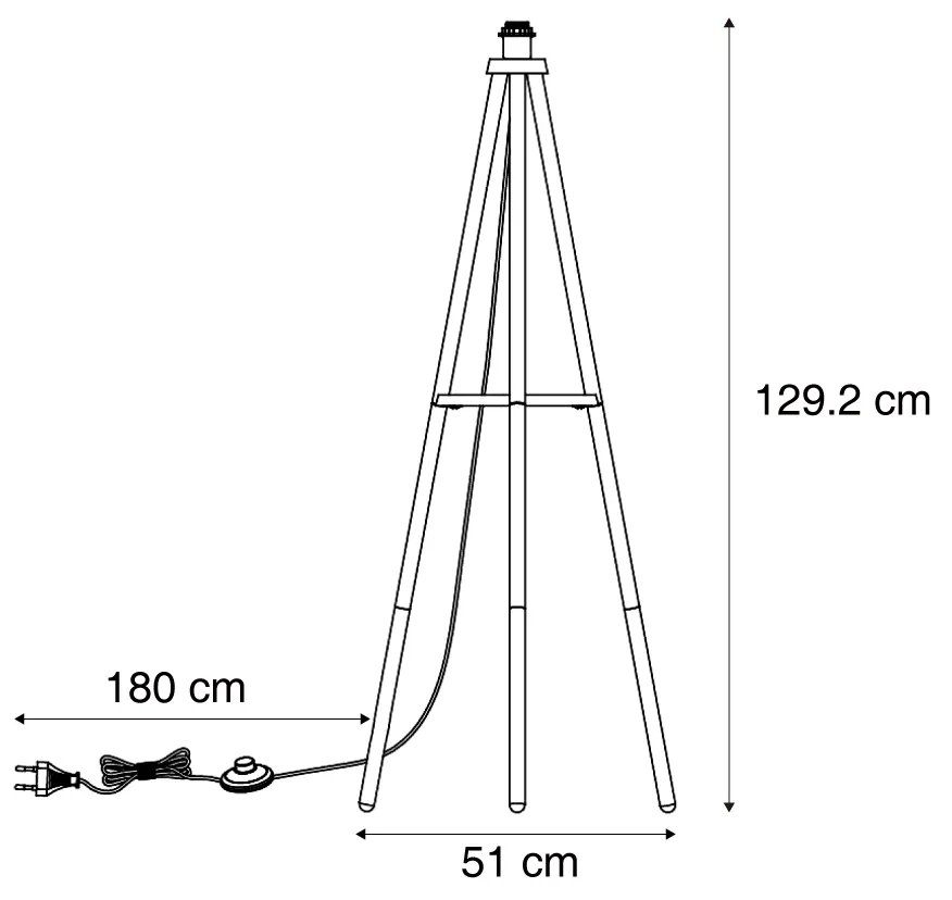 Lampada da terra scandinava a treppiede in legno - Lou