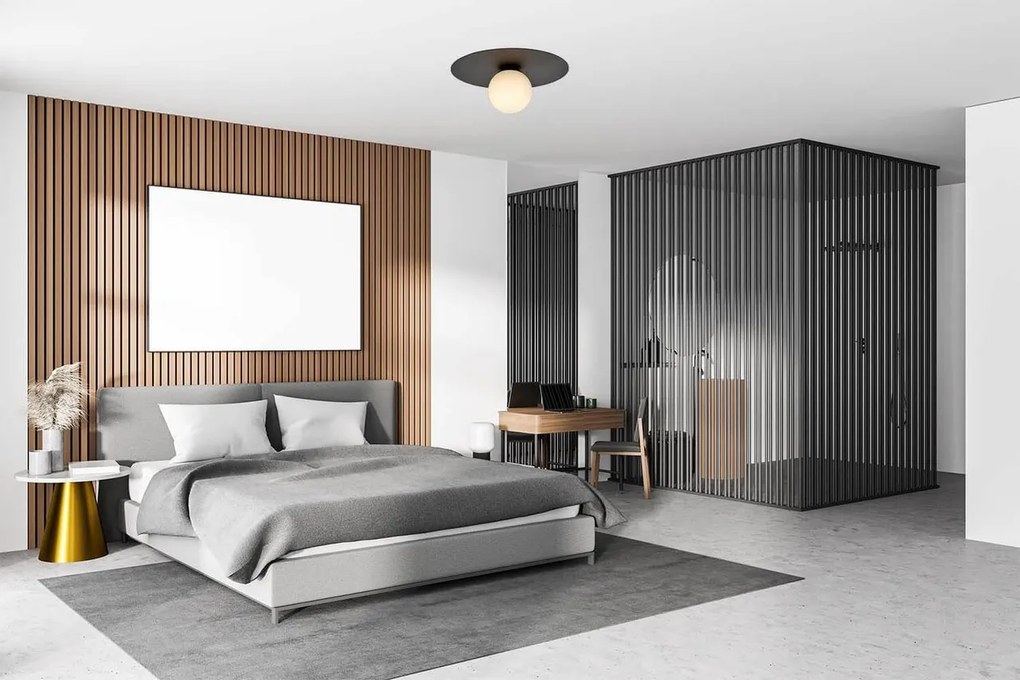 Lampada da soffitto Solar Nera con sfera satinata E14