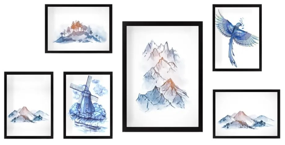 Dipinti in set da 6 pezzi Watercolor - Wallity