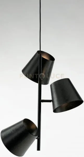 Lampadario a sospensione in metallo e ferro colt grigia 3 luci atta...