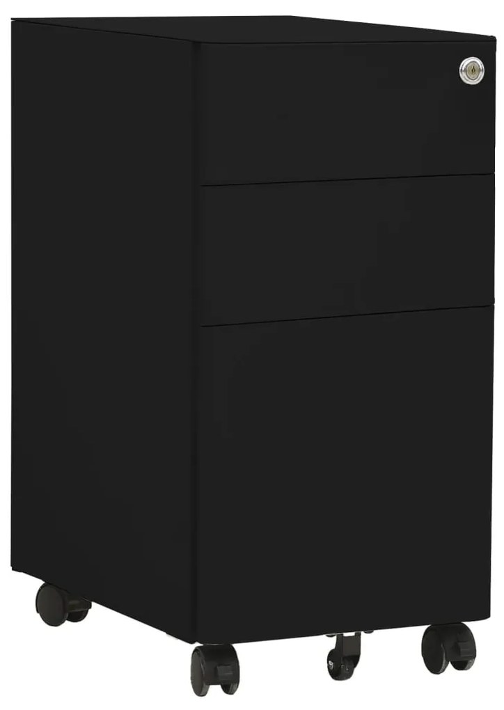 Schedario Mobile Nero 30x45x59 Cm İn Acciaio /