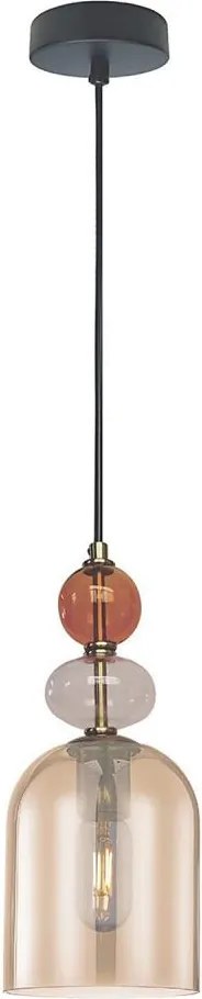 Lampadario a sospensione con cavo TROPEA 1xE27/15W/230V nero/rosso fumé/beige