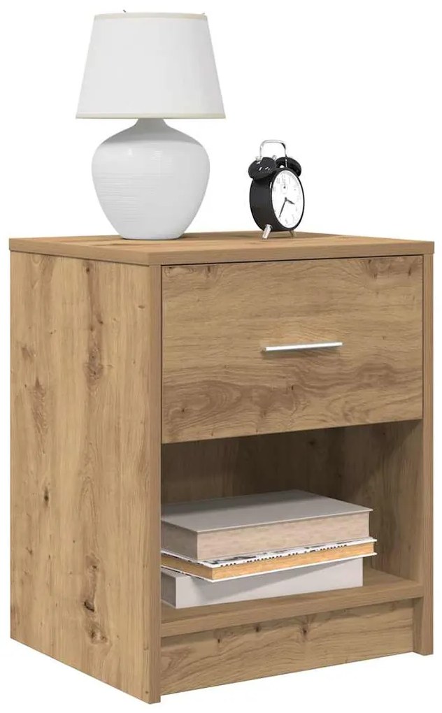 Comodini 2 Pz Con Cassetto Rovere Artigianale 40x34x50 Cm /