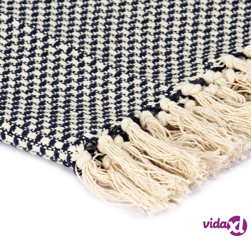 vidaXL Copriletto in Cotone 220x250 cm Blu Marino