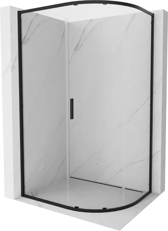 Mexen Exo cabina doccia semicircolare asimmetrica scorrevole 100 x 90 cm, trasparente, nera - 8131-100-090-70-00