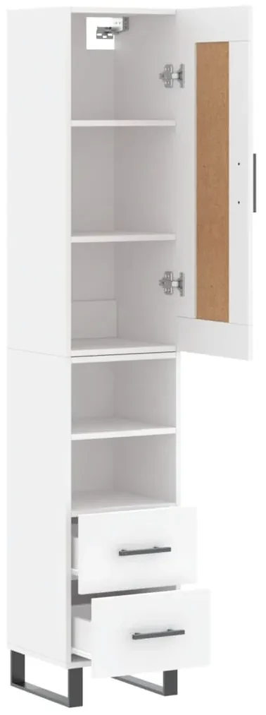 Credenza bianca 34,5x34x180 cm in legno multistrato