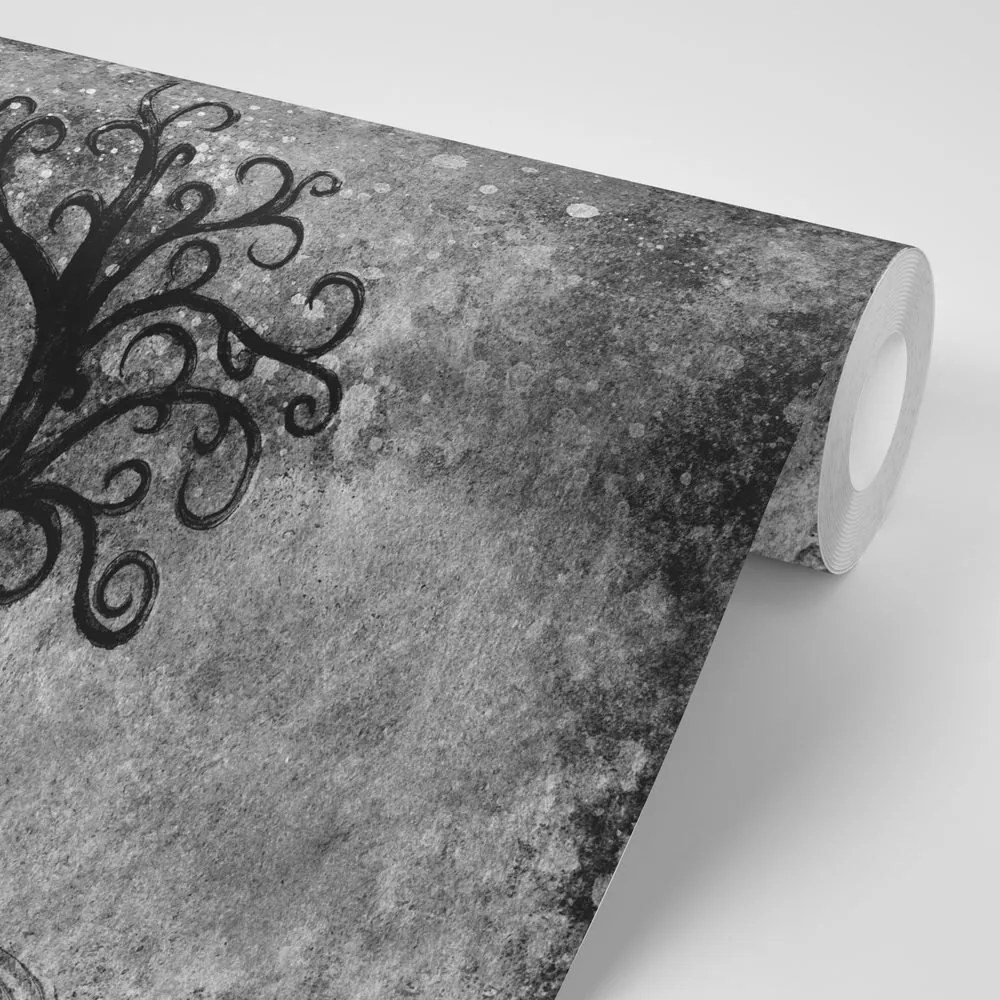 Carta da parati – Albero della vita in bianco e nero