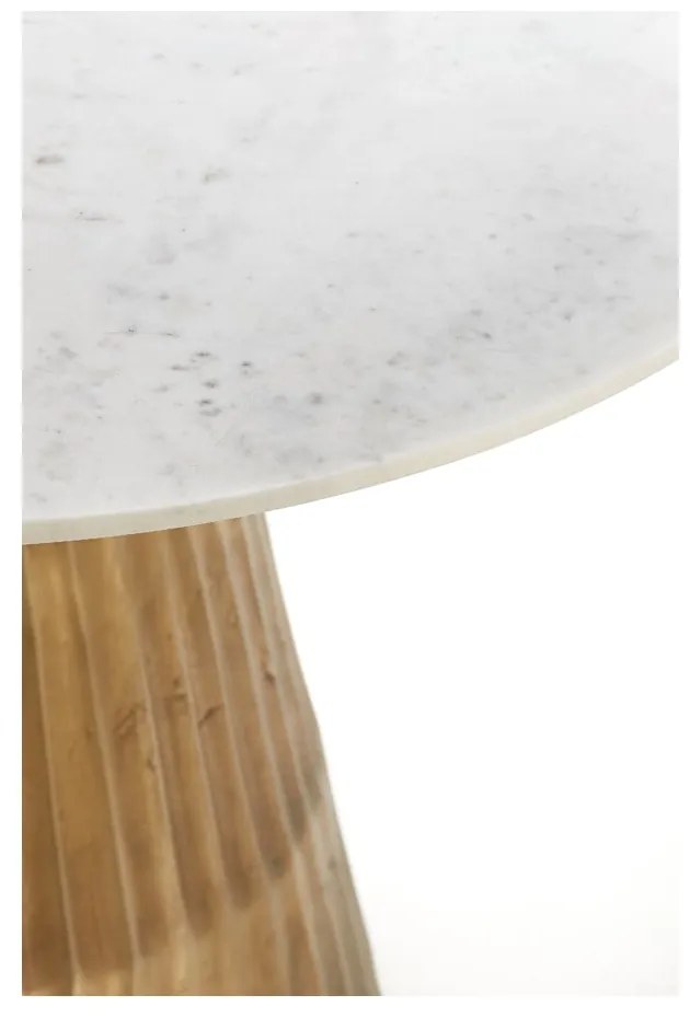 Tavolo da pranzo rotondo in bianco e bronzo con piano in marmo ø 100 cm Leyda - Light & Living