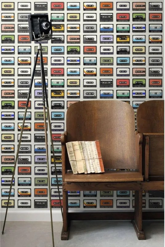 Carta da parati Cassette nero, 46.5 cm x 8.37 m