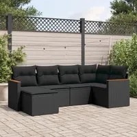 Set Divano da Giardino 6 pz con Cuscini Nero in Polyrattancod mxl 113078