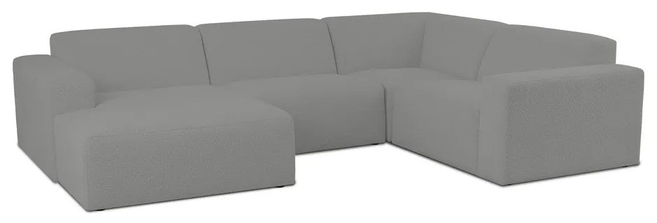 Divano angolare grigio in tessuto bouclé (a U) Roxy - Scandic