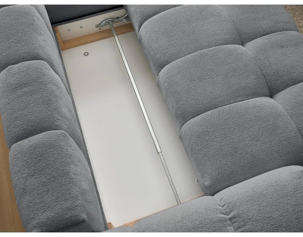 Divano angolare grigio scuro allungabile e con contenitore (penisola a destra/a L) con rivestimento in ciniglia Everest – Bobochic Paris