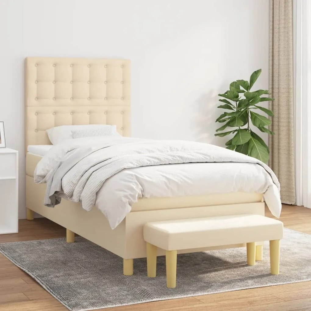 Giroletto A Molle Con Materasso Crema 90x190 Cm İn Tessuto /