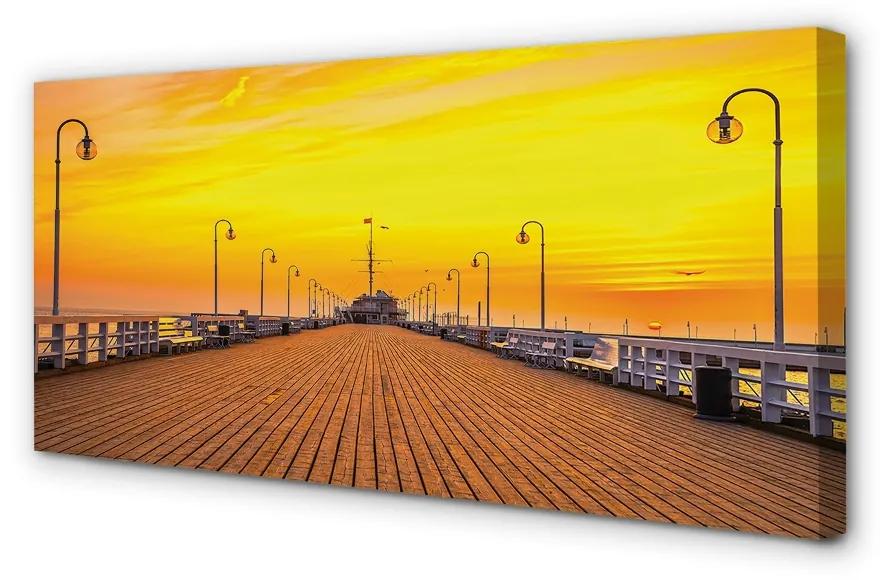 Foto quadro su tela Pier Pier Sunset Sunset Sea 100x50 cm