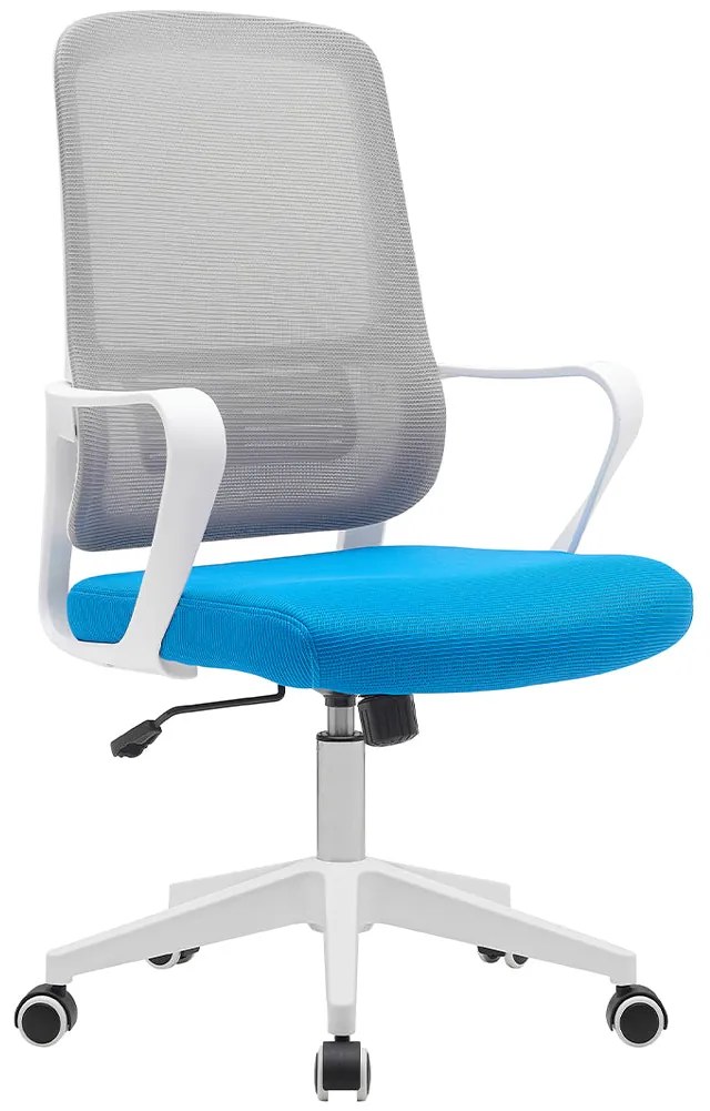 Sedia da Ufficio Blu e Grigio Poltrona da Scrivania Girevole Regolabile 98-108cm