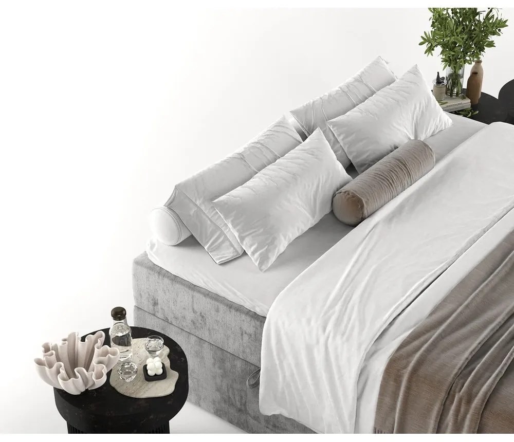 Letto boxspring grigio con contenitore 200x200 cm Yoko - Maison de Rêve