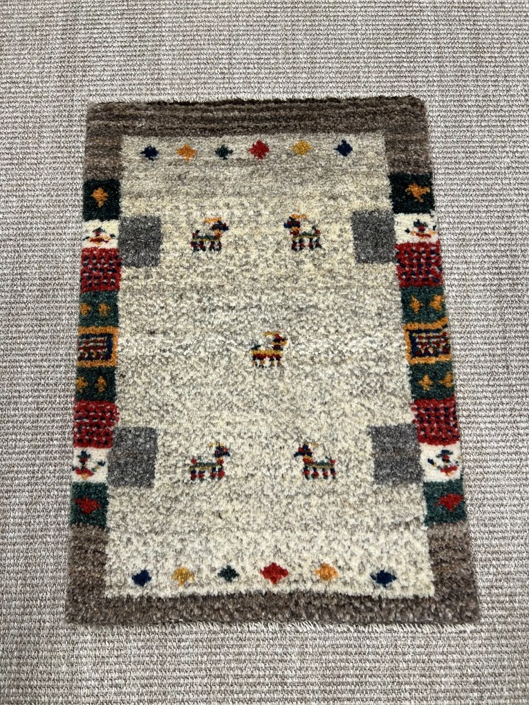 Gabbeh Tappeto 60x40 Beige (Iran) Annodato A Mano