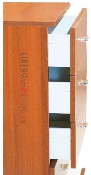 Cassettiera in legno 5 cassetti 53x33cm CILIEGIO