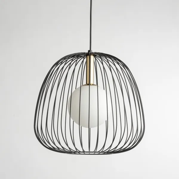 Lampadario a sospensione con filo BELL 1xG9/12W/230V diametro 33 cm nero/oro