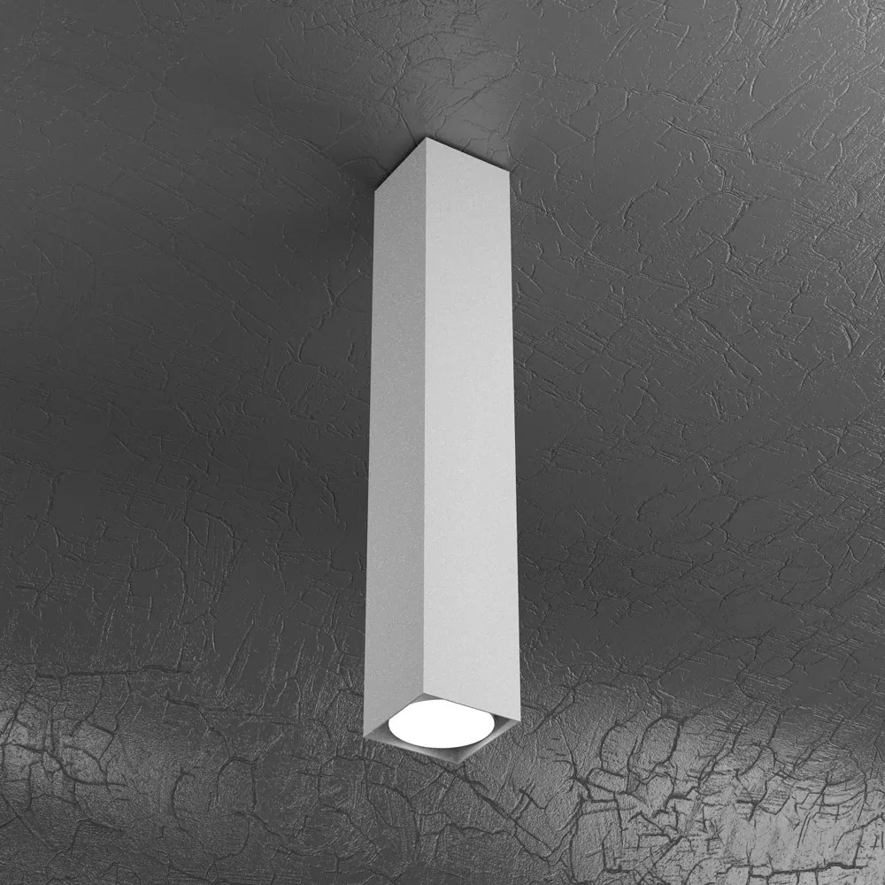 Plafoniera Moderna Cubica Plate Metallo Grigio 1 Luce Gx53