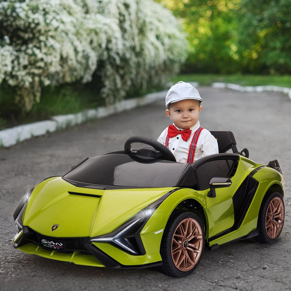 Macchina Elettrica per Bambini 12V con Licenza Lamborghini Sian FKP 37 Verde...