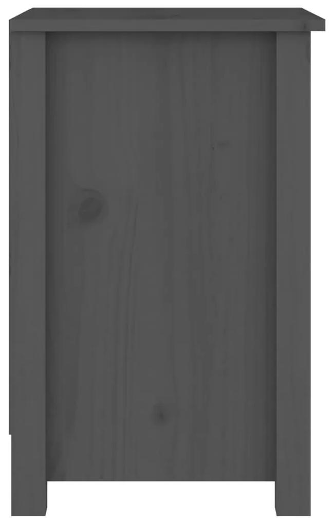 Comodino grigio 40x35x55 cm in legno massello di pino