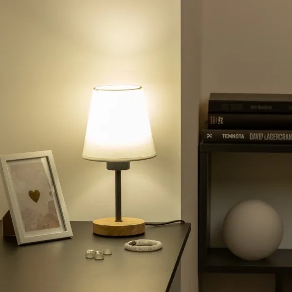 Brilagi - Lampada da tavolo NUBILA WOOD 1xE27/25W/230V quercia/bianco