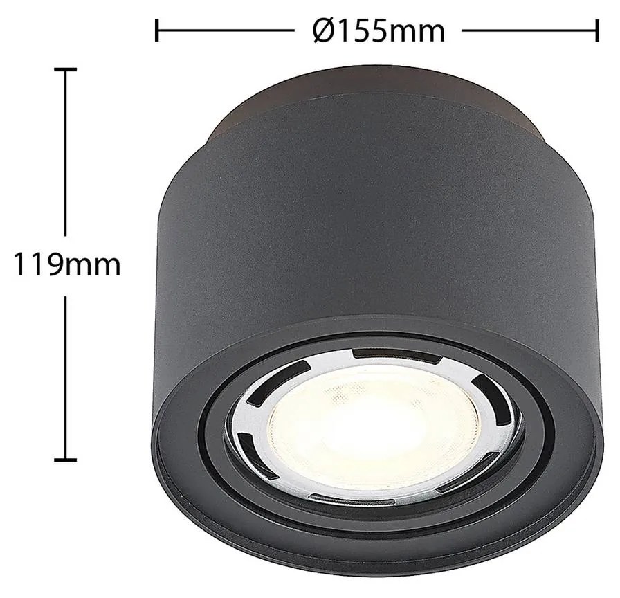 Plafoniera soffitto Walisa Arcchio, dimmerabile, Nero, Soggiorno / Sala da pranzo, Alluminio, Moderno, Plafoniera