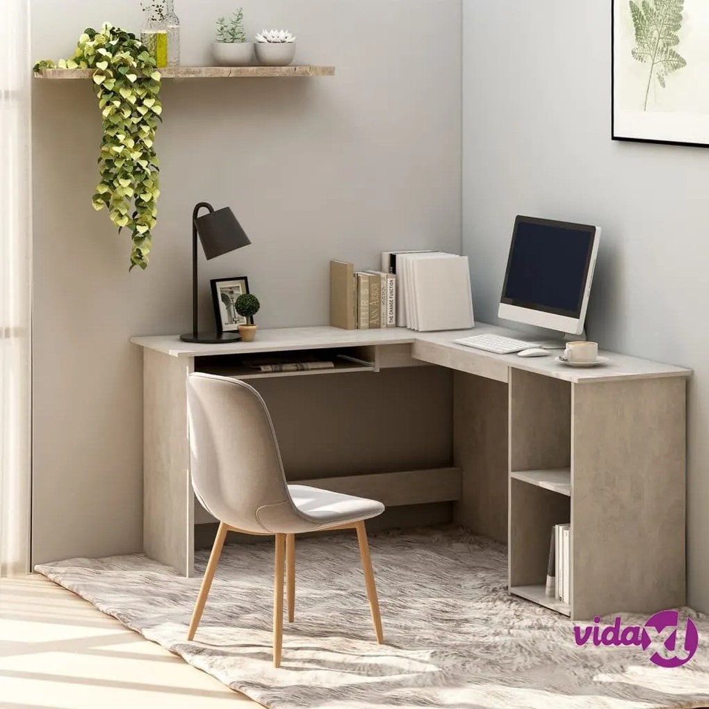 vidaXL Scrivania Angolare a L Grigio Cemento 120x140x75cm Multistrato