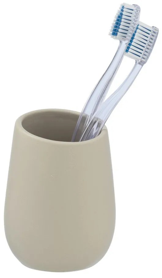 Tazza in ceramica beige per spazzolini da denti Badi - Wenko