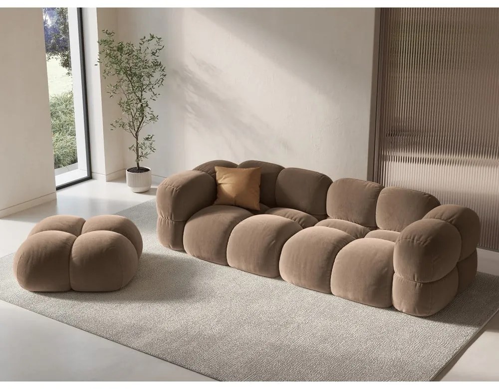 Divano marrone con rivestimento in velluto 250 cm Loretto – Cosmopolitan Design