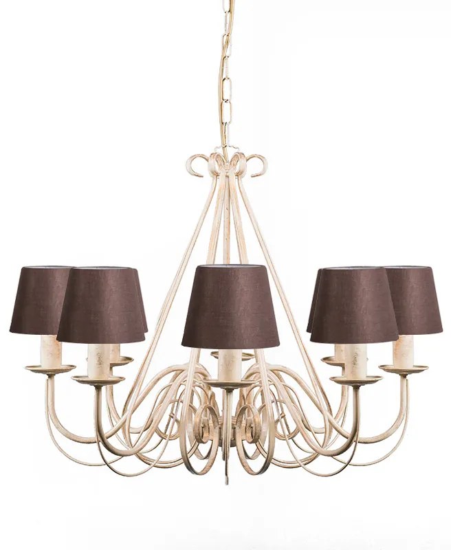 Lampadario beige 60 cm con paralumi marroni - Giuseppe