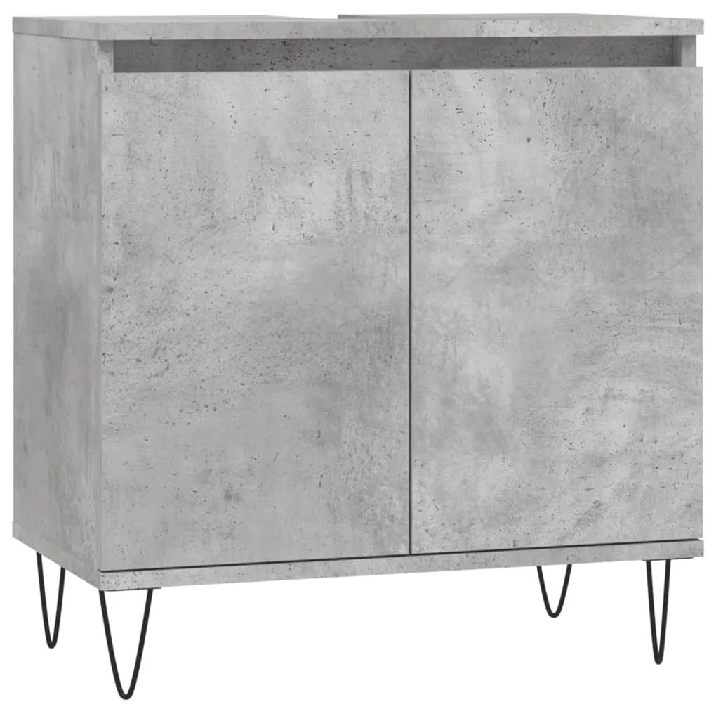 Set di mobili da bagno 3 pz grigio cemento in legno multistrato