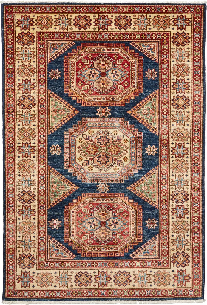 Kazak Tappeto 180x120 Blu (Pakistan) Annodato A Mano