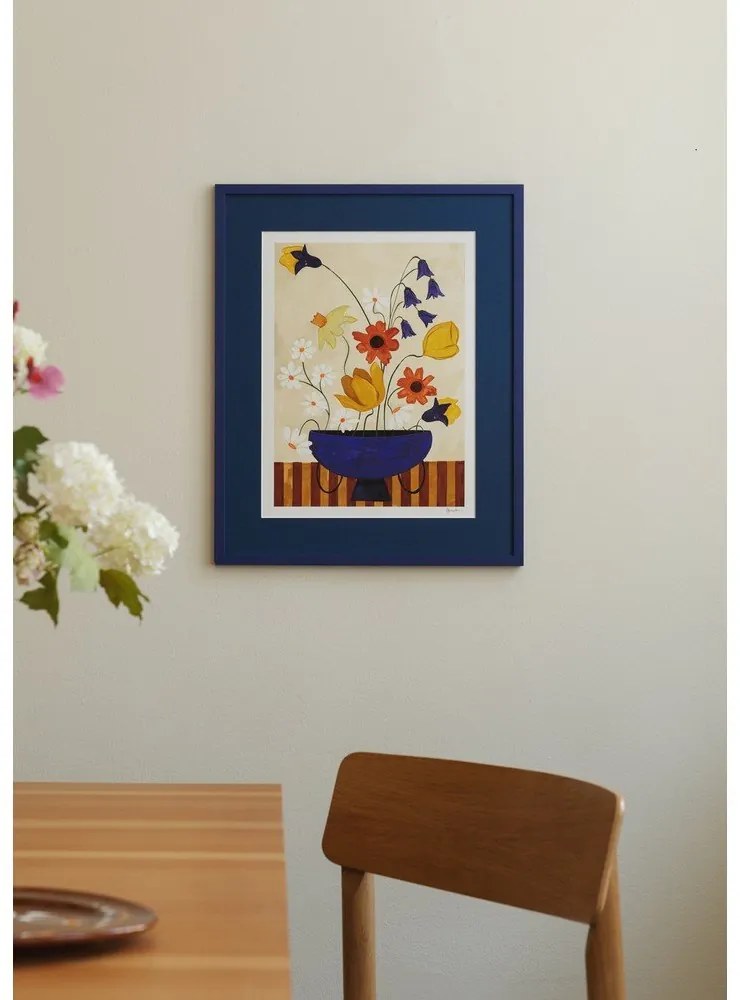 Poster 30x40 cm Colourful Bunch in Blue Vase – Frankie Penwill – The Poster Club