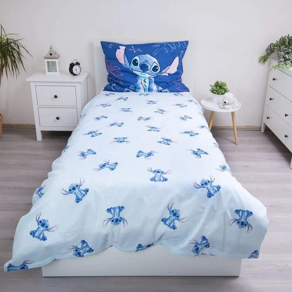 Set copripiumino e federa da bambini blu in cotone per letto singolo 140x200 cm Lilo & Stitch "Aloha" – Jerry Fabrics