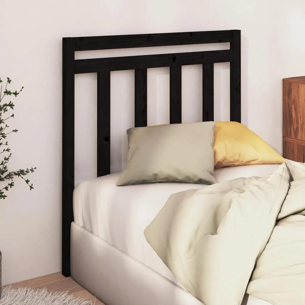 Testiera per letto nera 95x4x100 cm in legno massello di pino