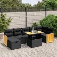 Set Divani da Giardino con Cuscini 8 pz Nero in Polyrattan 3276254