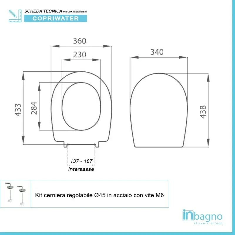 Copriwater Liuto Ideal Standard compatibile bianco termoindurente