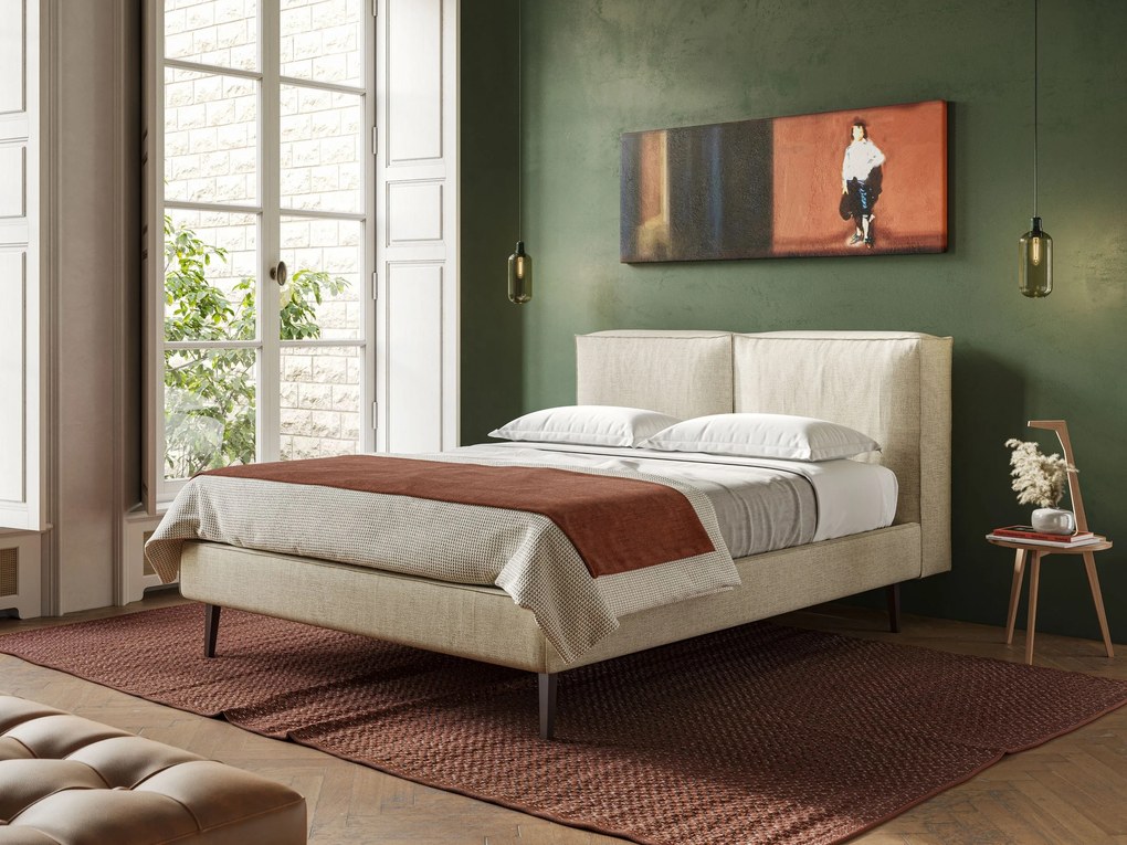 Isotta letto imbottito completamente sfoderabile in morbido tessuti impermeabile T10 beige