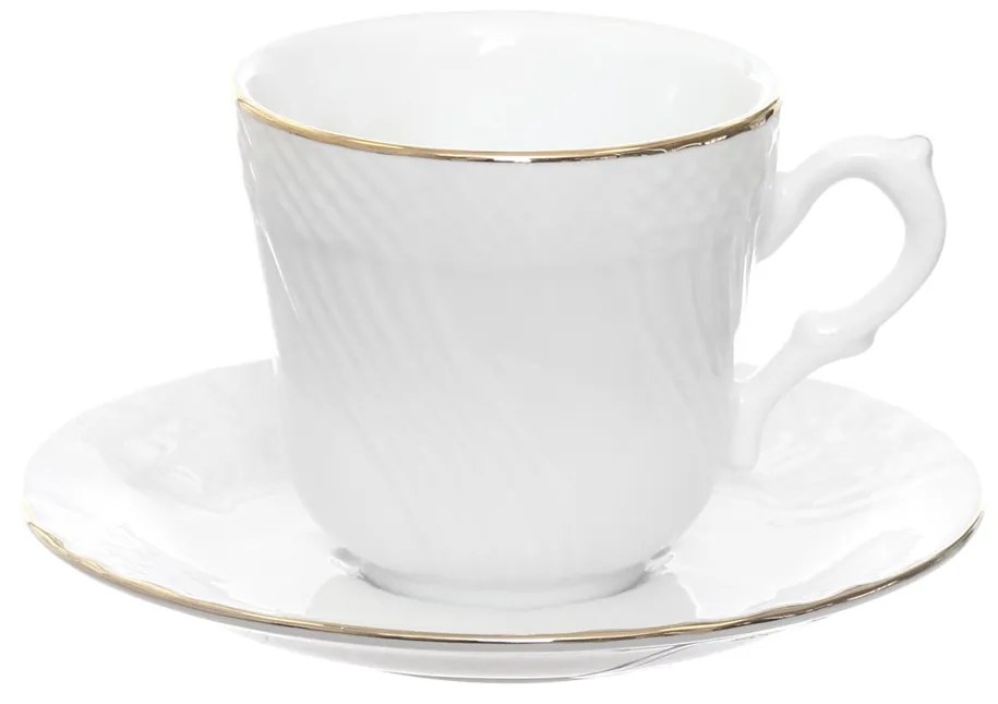 Tazza tè con piattino bianca filo oro