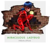 MIRACULOUS LADYBUG - 002 Adesivo parete murale effetto 3D wall stickers Misura: 150x100 cm