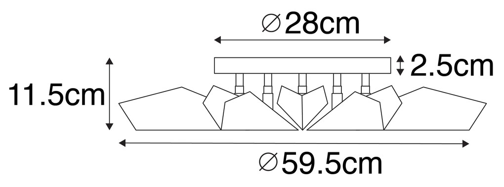 Plafoniera di design nera con oro 5 luci - Sinem