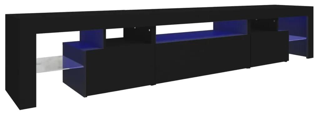 Mobile porta tv con luci led nero 215x36,5x40 cm