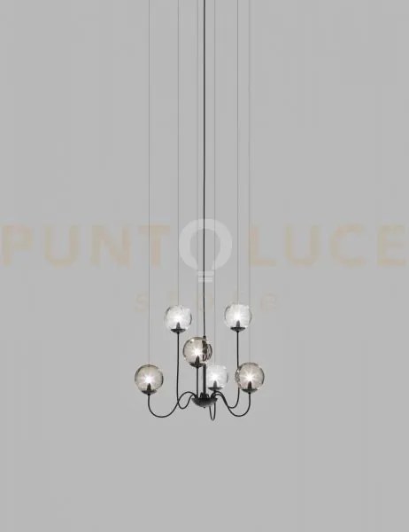 Puppet sospensione 6p multicolore 3 nero opaco 6 luci attacco g9