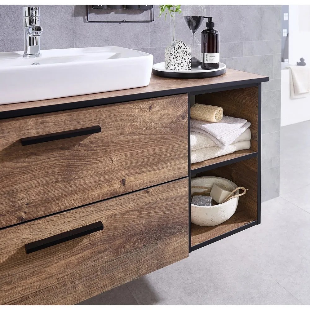 Mobile bagno basso marrone in rovere 30x51 cm Set 374 - Pelipal