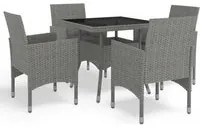 Set Mobili da Pranzo da Giardino 5 pz Grigio Polyrattan e Vetro 3058319